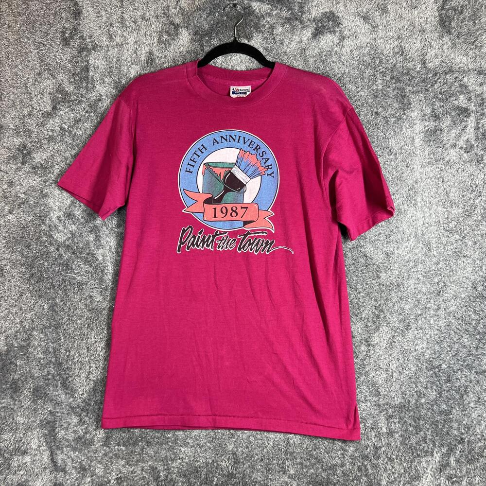 Vintage Hanes Shirt Mens L Pink 1987 Paint The Town Idaho Power Graphic